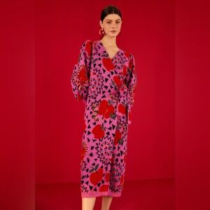 Farm Rio Pink Snake Fruit sweater dress